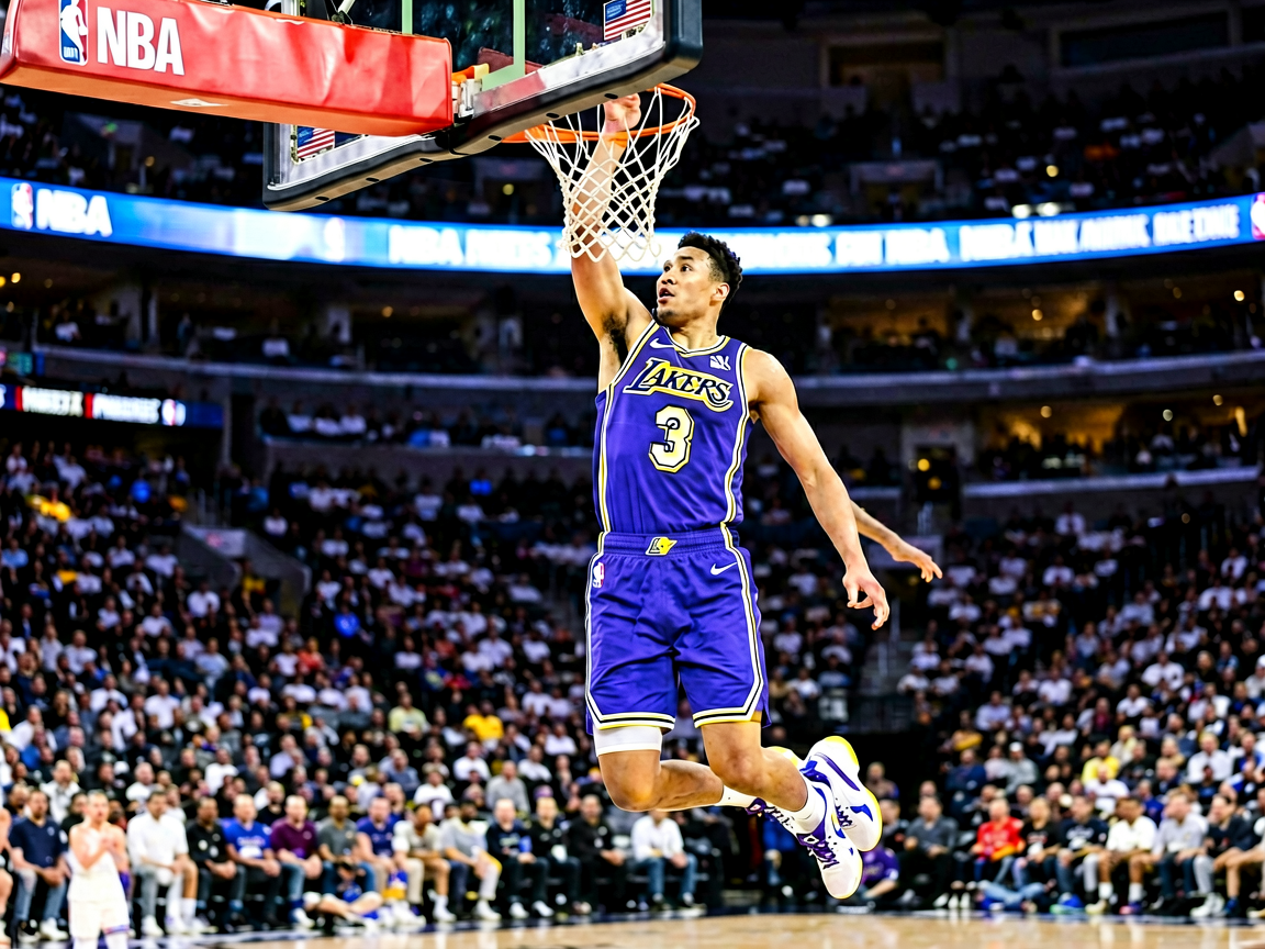 NBA比赛中球员空中扣篮精彩瞬间